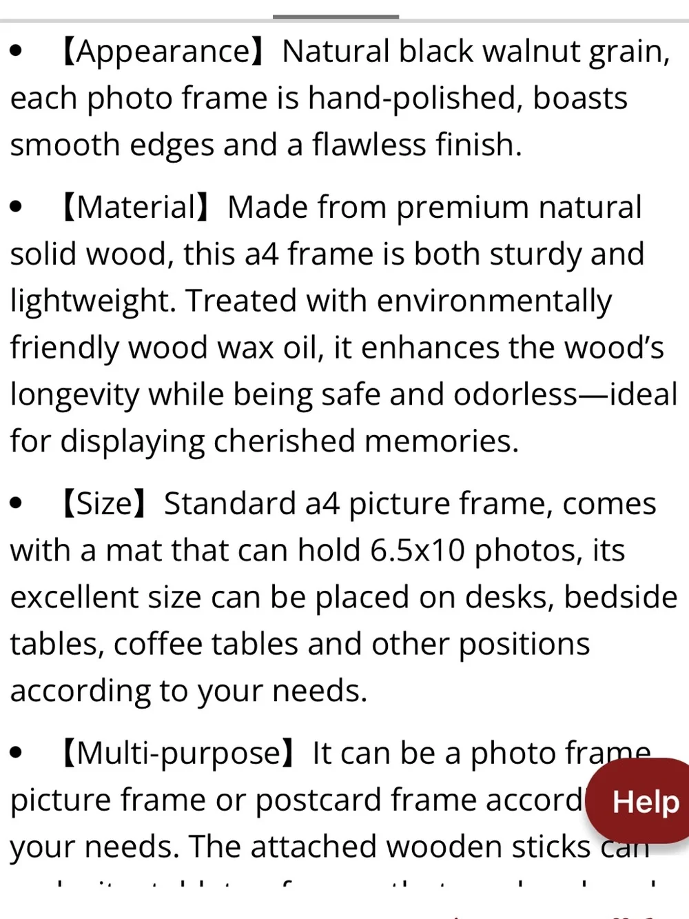 Wood & Glass Picture Frame 8x10” for Wall or Tabletop WALNUT
